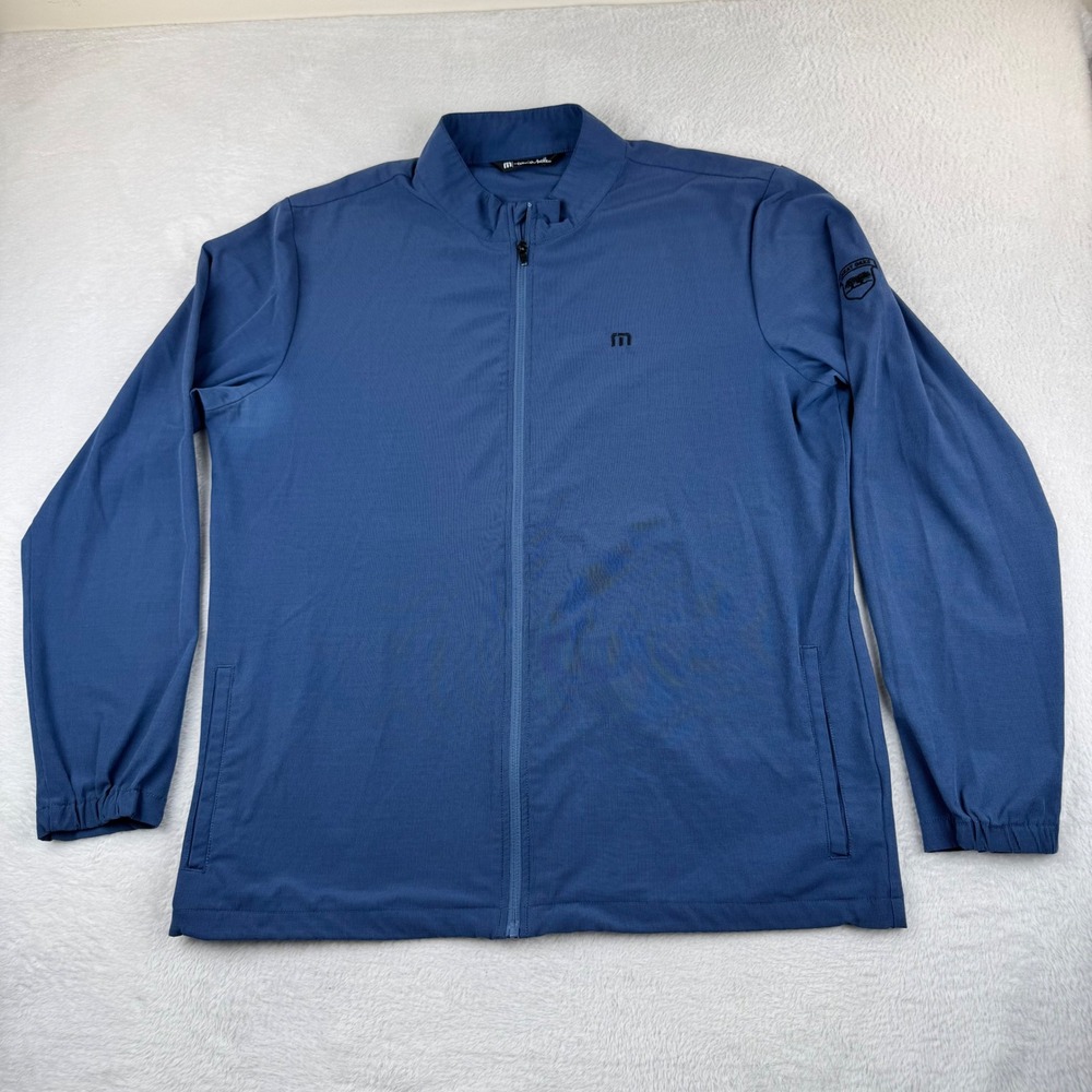 Travis Mathew Full Zip Jacket Mens XL Blue Great Oaks Golf Performance Stretch